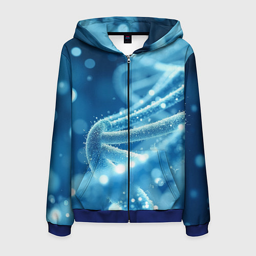 Мужская толстовка на молнии Днк в синем свечении / 3D-Синий – фото 1