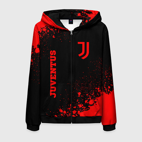 Мужская толстовка на молнии Juventus - red gradient вертикально / 3D-Черный – фото 1