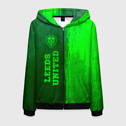 Мужская толстовка на молнии Leeds United - green gradient по-вертикали