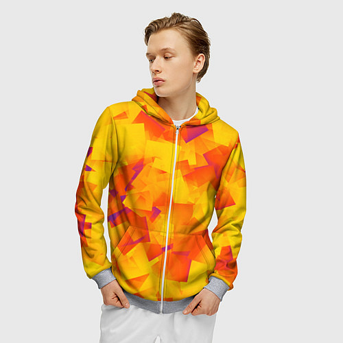Мужская толстовка на молнии Желтый калейдоскоп / 3D-Меланж – фото 3