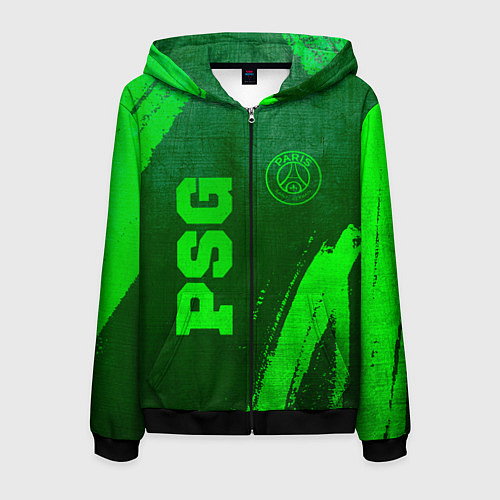 Мужская толстовка на молнии PSG - green gradient вертикально / 3D-Черный – фото 1