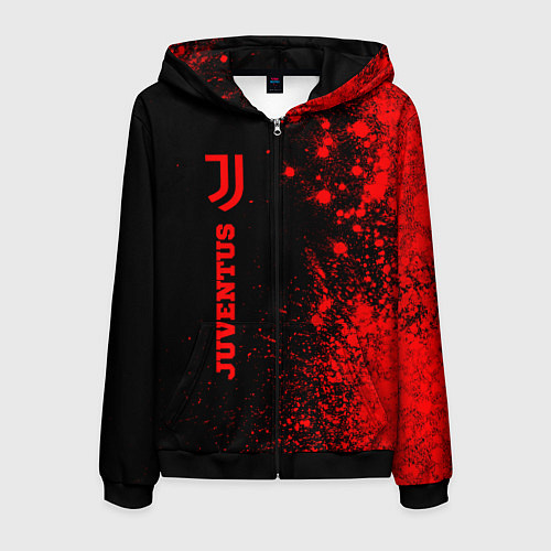 Мужская толстовка на молнии Juventus - red gradient по-вертикали / 3D-Черный – фото 1