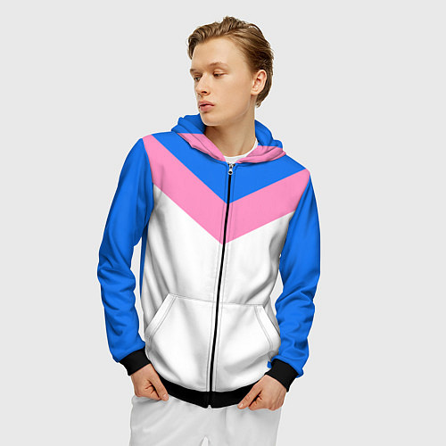 Мужская толстовка на молнии В стиле 90-х ретро спортивная / 3D-Черный – фото 3