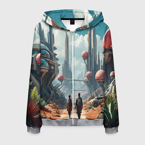 Мужская толстовка на молнии Планета фантастика / 3D-Меланж – фото 1