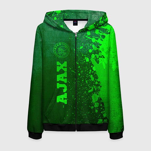 Мужская толстовка на молнии Ajax - green gradient по-вертикали / 3D-Черный – фото 1