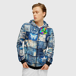 Толстовка 3D на молнии мужская Пэчворк с игровыми значками, цвет: 3D-черный — фото 2