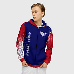 Толстовка 3D на молнии мужская Velial squad - red abstract, цвет: 3D-красный — фото 2