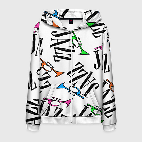 Мужская толстовка на молнии Just jazz in color / 3D-Белый – фото 1