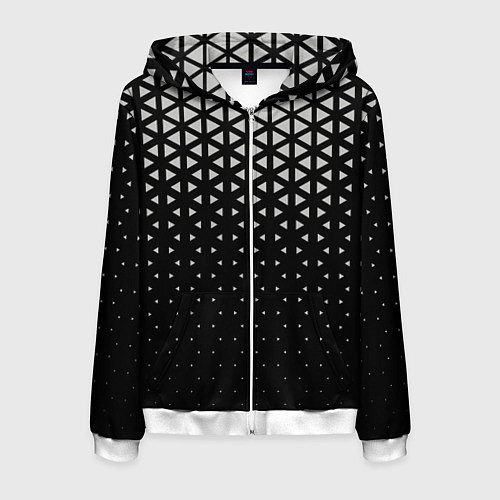 Мужская толстовка на молнии Геометрический градиент - чёрно-белый / 3D-Белый – фото 1