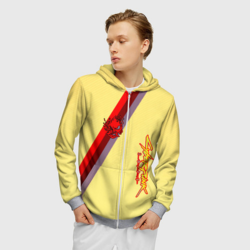 Мужская толстовка на молнии Samurai geometry steel / 3D-Меланж – фото 3