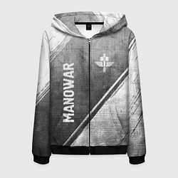 Толстовка 3D на молнии мужская Manowar - grey gradient вертикально, цвет: 3D-черный