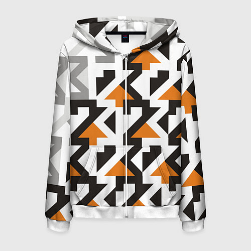 Мужская толстовка на молнии Паттерн-23 / 3D-Белый – фото 1