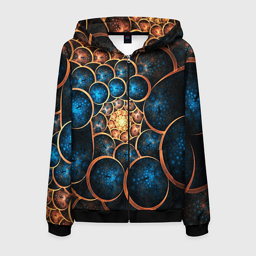 Мужская толстовка на молнии Оптическая абстракция круги / 3D-Черный – фото 1