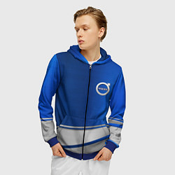 Толстовка 3D на молнии мужская Volvo automobile metal, цвет: 3D-синий — фото 2