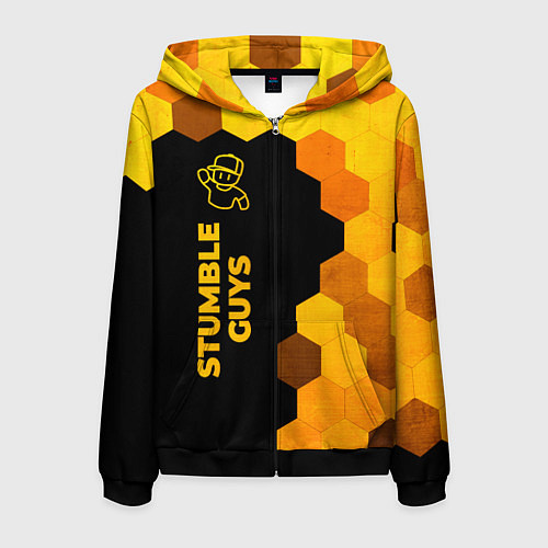 Мужская толстовка на молнии Stumble Guys - gold gradient по-вертикали / 3D-Черный – фото 1