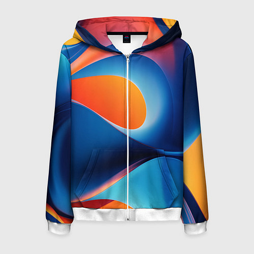 Мужская толстовка на молнии Абстрактный геометрический градиент / 3D-Белый – фото 1