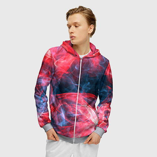 Мужская толстовка на молнии Дымная текстура / 3D-Меланж – фото 3