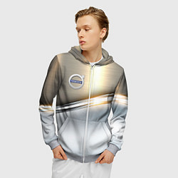Толстовка 3D на молнии мужская Volvo жёлтый метал, цвет: 3D-меланж — фото 2