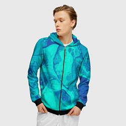 Толстовка 3D на молнии мужская Эффект размытых красок, цвет: 3D-черный — фото 2