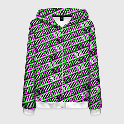 Толстовка 3D на молнии мужская Juventus glitch pattern, цвет: 3D-белый