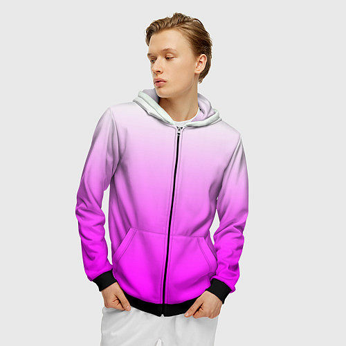 Мужская толстовка на молнии Gradient color pink / 3D-Черный – фото 3