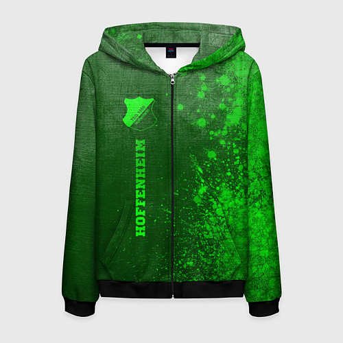 Мужская толстовка на молнии Hoffenheim - green gradient по-вертикали / 3D-Черный – фото 1