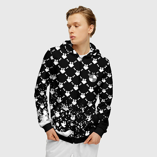 Мужская толстовка на молнии BMW gussi steel / 3D-Черный – фото 3