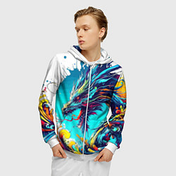 Толстовка 3D на молнии мужская Japanese dragon - tattoo irezumi, цвет: 3D-белый — фото 2