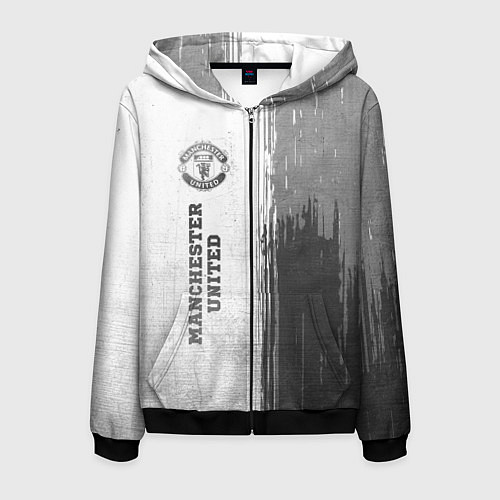 Мужская толстовка на молнии Manchester United - white gradient по-вертикали / 3D-Черный – фото 1