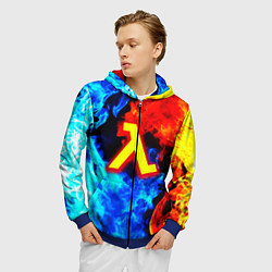 Толстовка 3D на молнии мужская Халф лайф огненный стиль, цвет: 3D-синий — фото 2