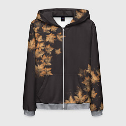 Толстовка 3D на молнии мужская Осенние листья эффект, цвет: 3D-меланж