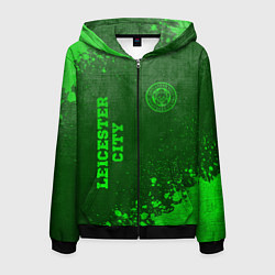 Толстовка 3D на молнии мужская Leicester City - green gradient вертикально, цвет: 3D-черный