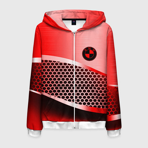 Мужская толстовка на молнии BMW carbon texture / 3D-Белый – фото 1