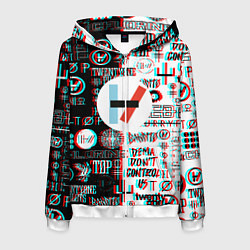 Толстовка 3D на молнии мужская Twenty one pilots glitch pattern, цвет: 3D-белый
