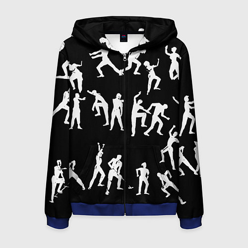 Мужская толстовка на молнии Silhouettes of moving people / 3D-Синий – фото 1