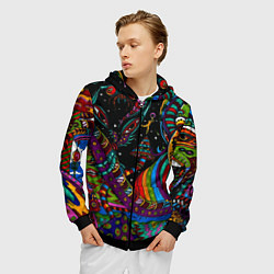 Толстовка 3D на молнии мужская Оптический узор девушка, цвет: 3D-черный — фото 2