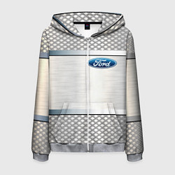 Толстовка 3D на молнии мужская FORD metal steel auto, цвет: 3D-меланж