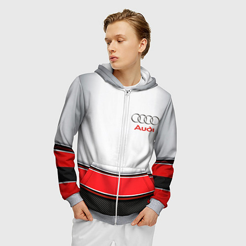 Мужская толстовка на молнии AUDI auto car / 3D-Меланж – фото 3