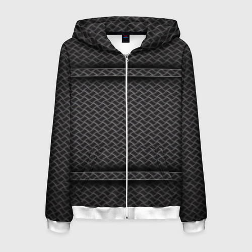 Мужская толстовка на молнии Металлическая текстура сетка / 3D-Белый – фото 1