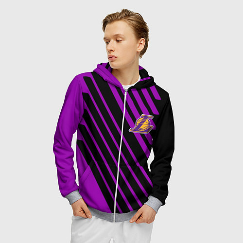 Мужская толстовка на молнии Лейкерс / 3D-Меланж – фото 3