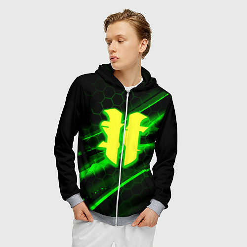 Мужская толстовка на молнии Starcraft 2 кислотные соты линии / 3D-Меланж – фото 3