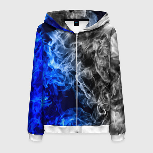 Мужская толстовка на молнии Столкновение дыма / 3D-Белый – фото 1