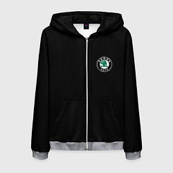 Толстовка 3D на молнии мужская Skoda logo auto, цвет: 3D-меланж