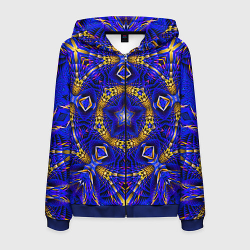 Мужская толстовка на молнии Оптический узор текстура / 3D-Синий – фото 1