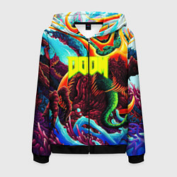 Толстовка 3D на молнии мужская Doom monster mars, цвет: 3D-черный