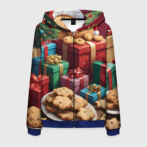 Мужская толстовка на молнии Рождественское печенье / 3D-Синий – фото 1