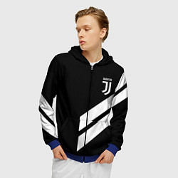 Толстовка 3D на молнии мужская Juventus line white, цвет: 3D-синий — фото 2