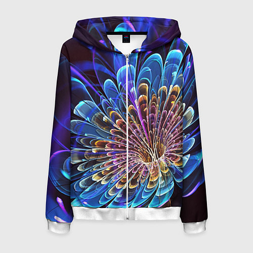 Мужская толстовка на молнии Оптический цветок узор / 3D-Белый – фото 1