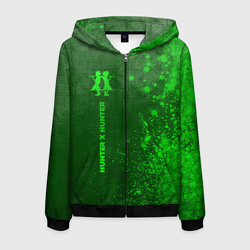 Мужская толстовка на молнии Hunter x Hunter - green gradient по-вертикали / 3D-Черный – фото 1