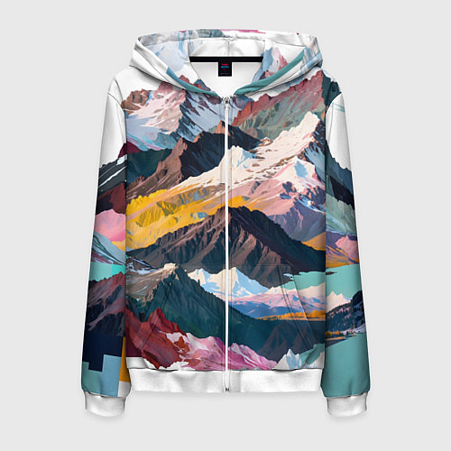 Мужская толстовка на молнии Искусство гор / 3D-Белый – фото 1